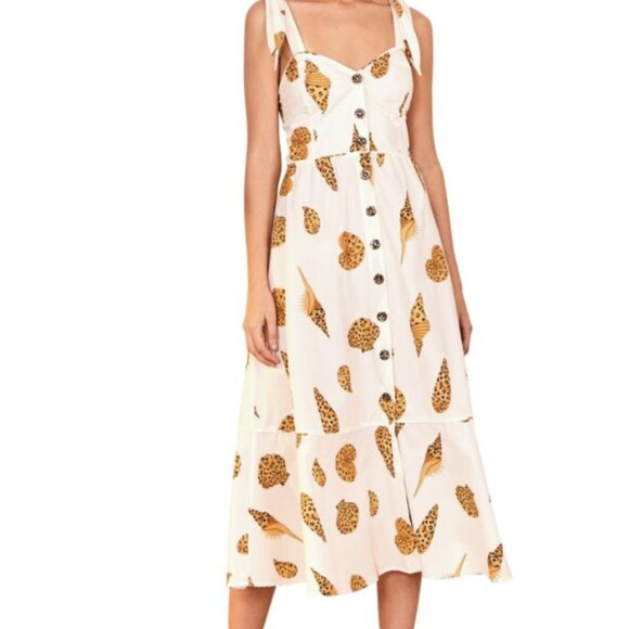 Farm Rio Leopard Shell Midi Dress, Size Medium, 100% Cotton, New with Tags - Picture 1 of 9